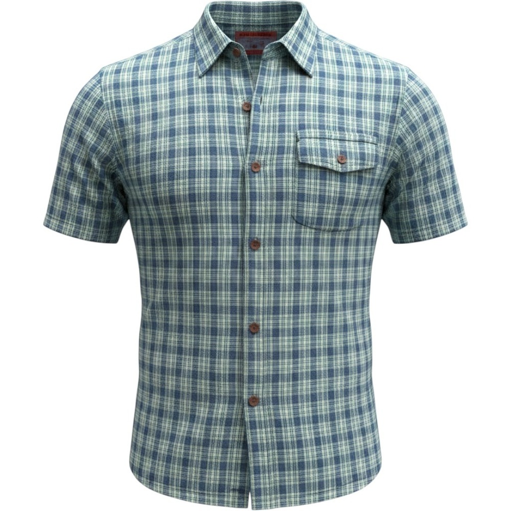Vintage Bugle Boy Authentics Mens Large Plaid Button-Down Shirt Short Sleeve